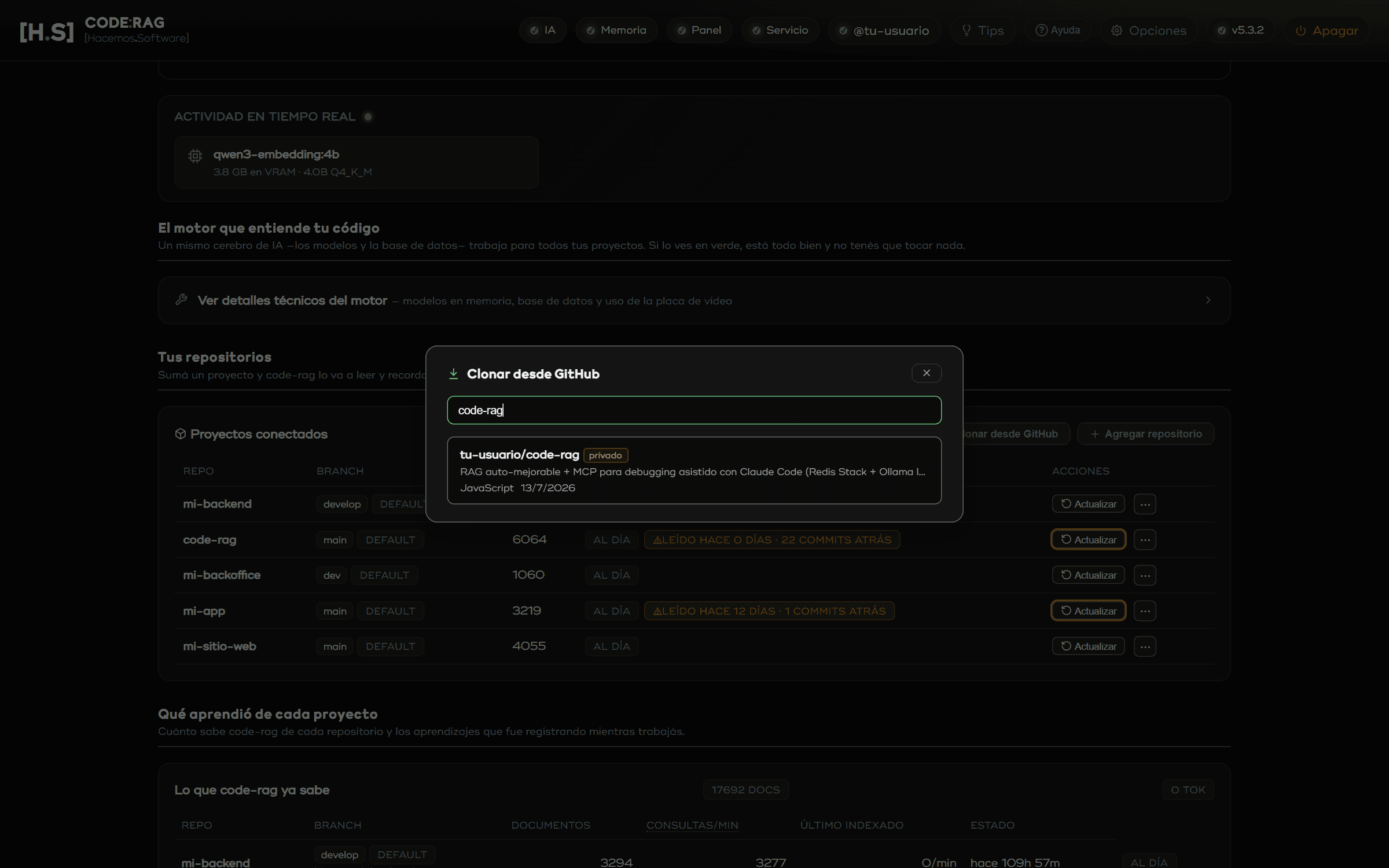 Clone from GitHub, right in the panel
