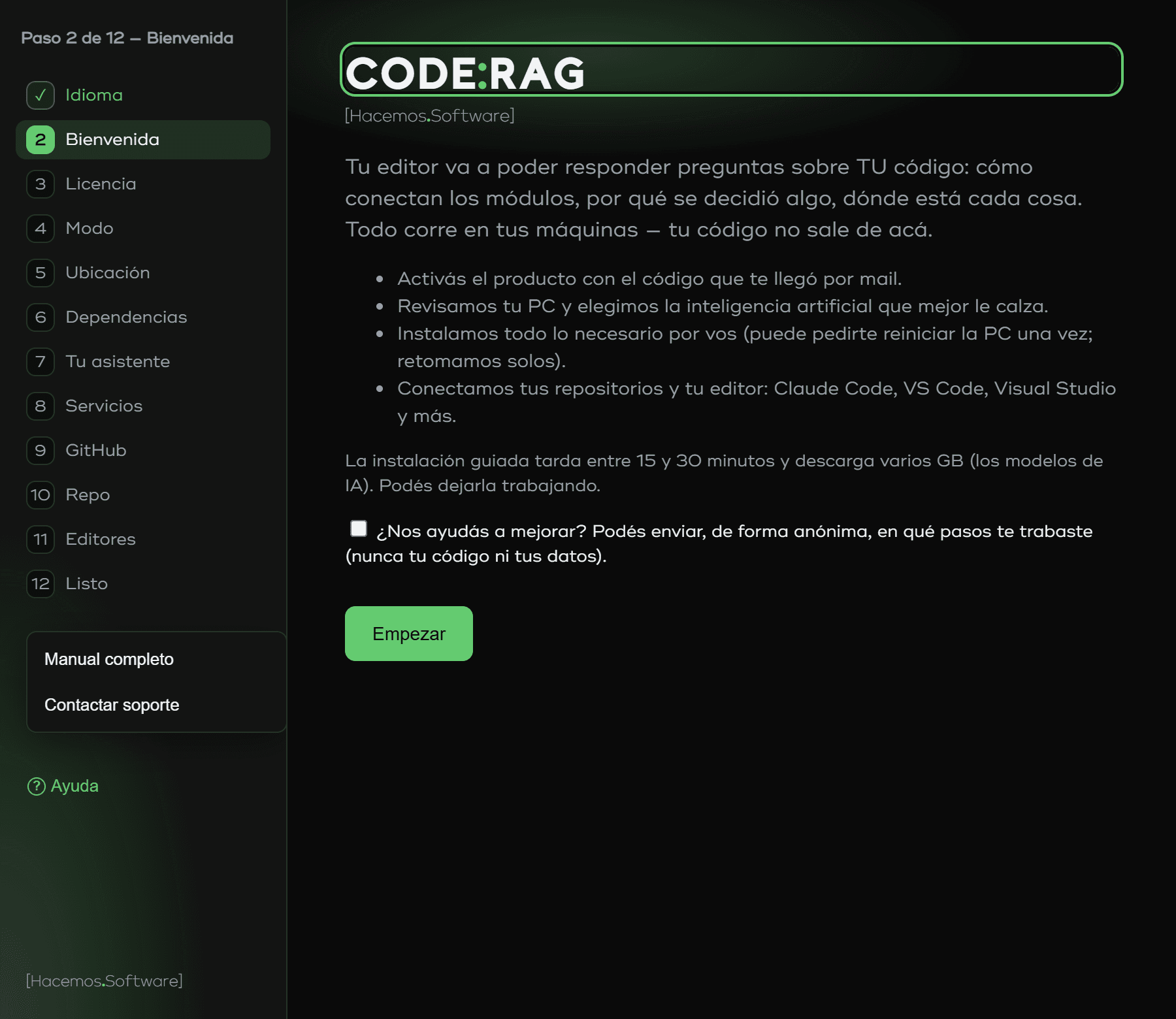 An installer that sets everything up